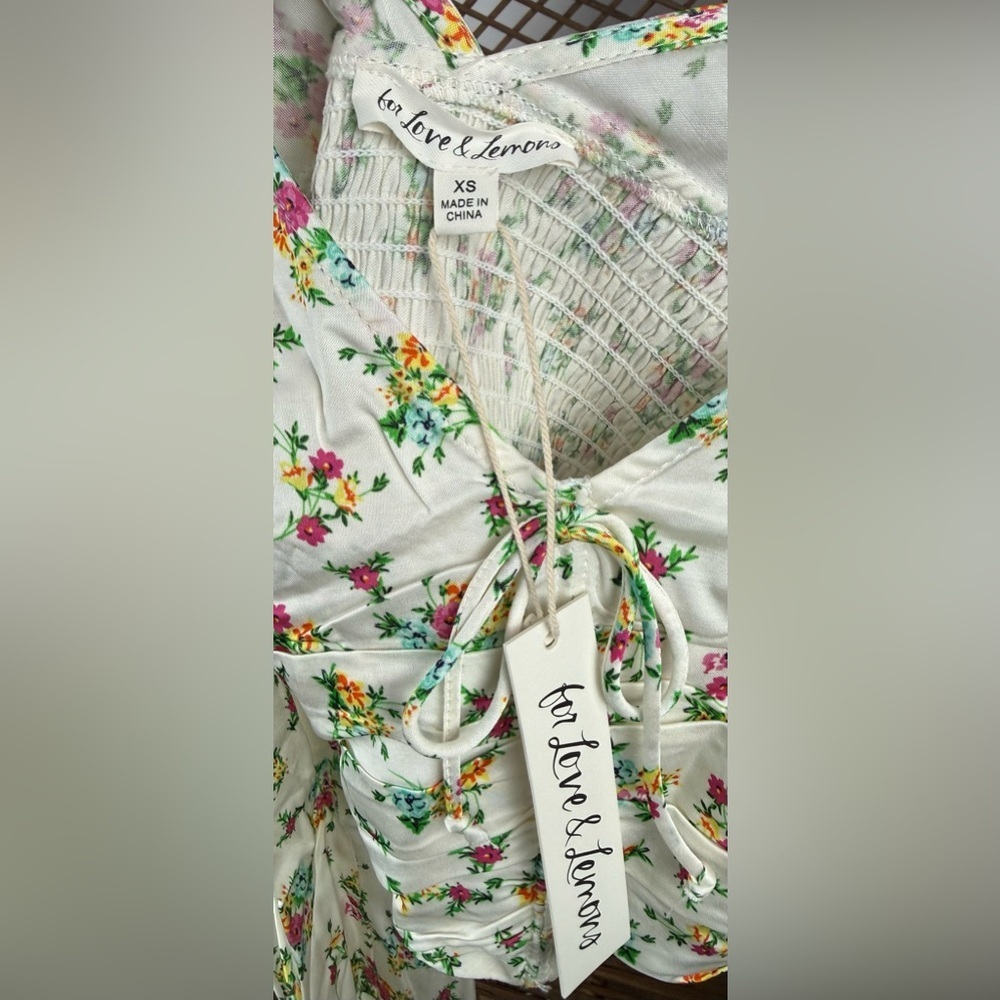 For Love & Lemons Tanya Crop Top White Floral XS NWT Boho Cottagecore - Picture 7 of 7